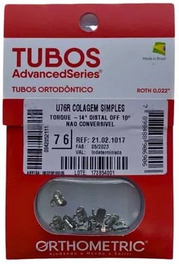TUBOS BONDEABLES ADVANCED 1ERA MOLAR SUPERIOR IZQUIERDO 26/27 PAQUETE 10 UNIDADES ORTHOMETRIC REF. 21.02.1027