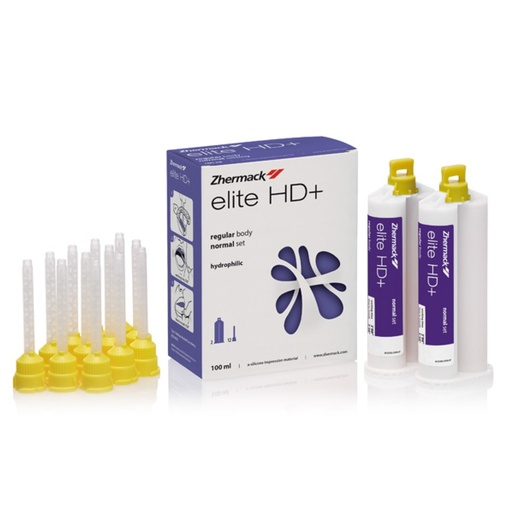 [49095] SILICONA DE ADICION ELITE HD+REGULAR BODY NORMAL  2 CARTUCHOS  MORADO + 12 PUNTAS ZHERMACK C203020
