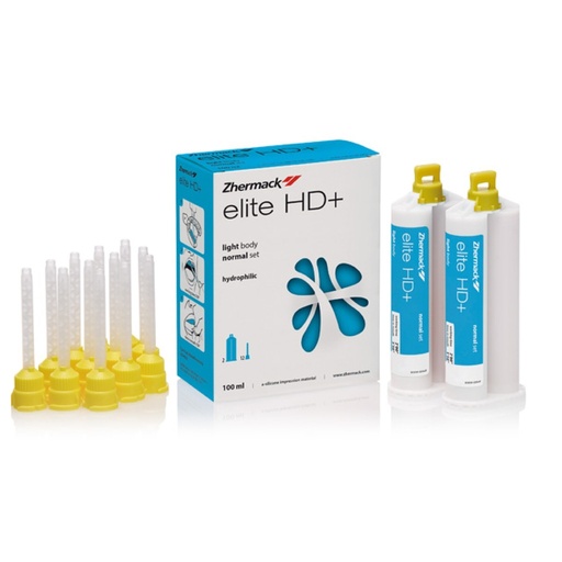 [45164] SILICONA DE ADICION ELITE HD+LIGTH BODY NORMAL 2 (CELESTE) 50+50 ML C203030 + 12 PUNTAS MEZCLADORAS