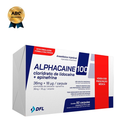 [40209] ANESTESIA LIDOCAINA 2 1:100,000 ALPHA CAJA X 50 57886 52469 DFL